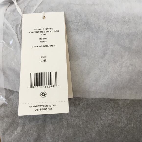 🆕 Tory Burch Fleming Convertible Shoulder GRAY HERON Matte Bag $598 - Picture 3 of 16